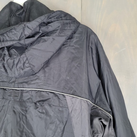 Eddie Bauer Mens Black Gray Hooded Lightweight Jacket Size L Windbreaker - Picture 8 of 9